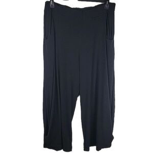 Lisa Bayne Wide Leg Crop Pants Pull-on Stretch Womens XL Black Lagenlook